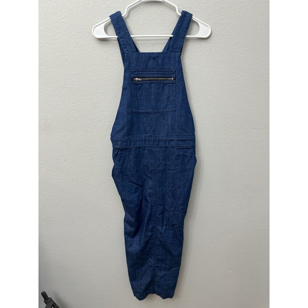Zara‎ denim sleeveless maxi dress XS Overall Pockets Cottage Core Premium Denim